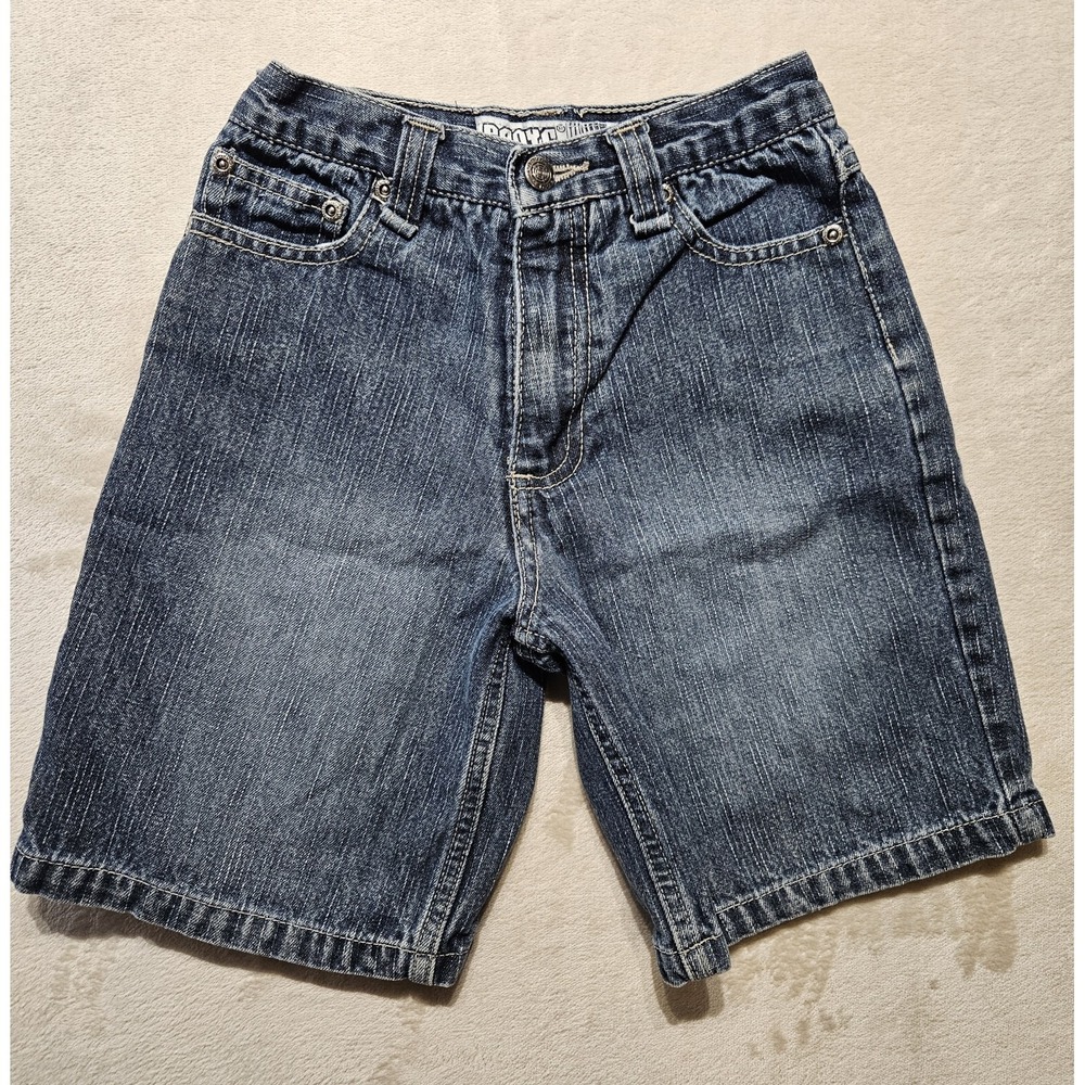 Y2K PANYC Boys Denim Shorts Size 5 Blue Embroidered Pockets 100% Cotton
